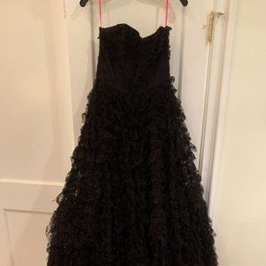 Betsey Johnson Dramatic Black Tiered Lace Gown